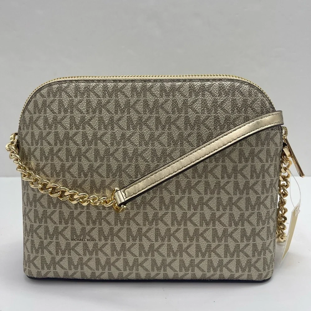 Michael Kors Jet Set Travel Signature Md Dome Crossbody  XCROSS XBODY Pale Gold